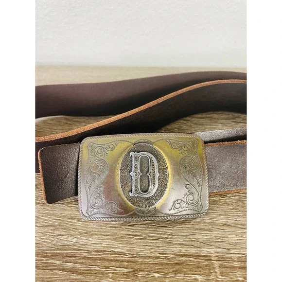 Bullhead Leather Belt Mens Size 36 Brown Genuine Leather Western Style - Picture 3 of 8